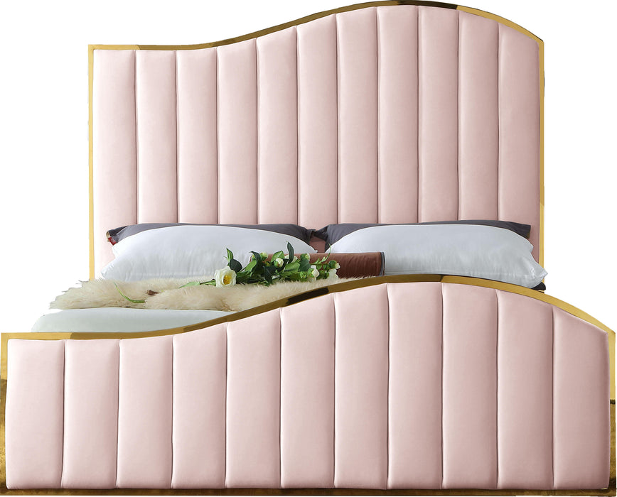 Jolie Pink Velvet Queen Bed (3 Boxes) - Furniture Stars (Chicago, IL)