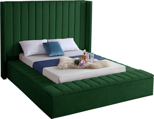Kiki Green Velvet Queen Bed (3 Boxes) - Furniture Stars (Chicago, IL)