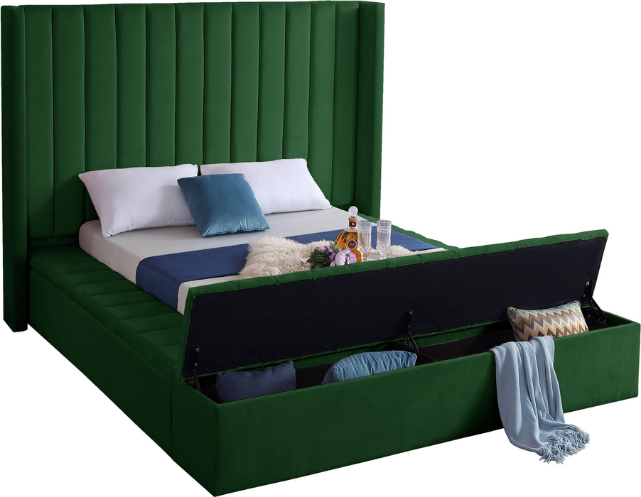 Kiki Green Velvet Queen Bed (3 Boxes) - Furniture Stars (Chicago, IL)