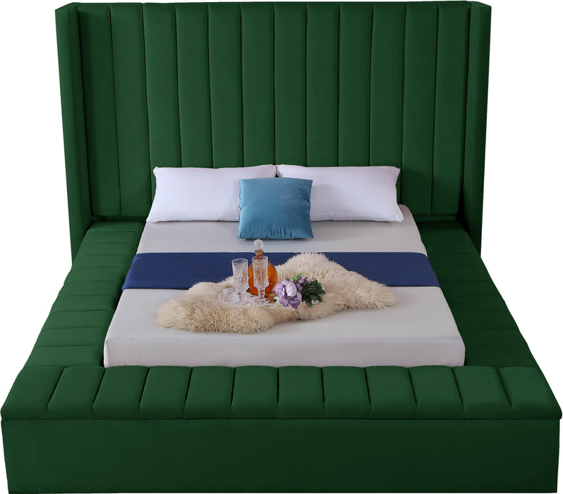 Kiki Green Velvet Queen Bed (3 Boxes) - Furniture Stars (Chicago, IL)