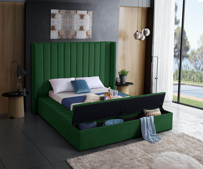 Kiki Green Velvet King Bed (3 Boxes) - Furniture Stars (Chicago, IL)