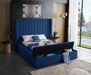 Kiki Navy Velvet King Bed (3 Boxes) - Furniture Stars (Chicago, IL)