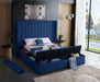 Kiki Navy Velvet King Bed (3 Boxes) - Furniture Stars (Chicago, IL)