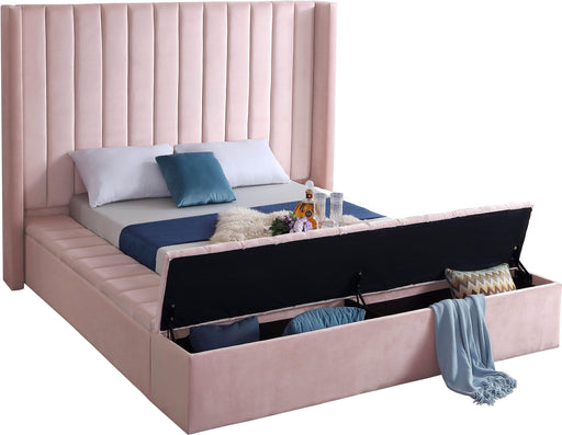 Kiki Pink Velvet Queen Bed (3 Boxes) - Furniture Stars (Chicago, IL)