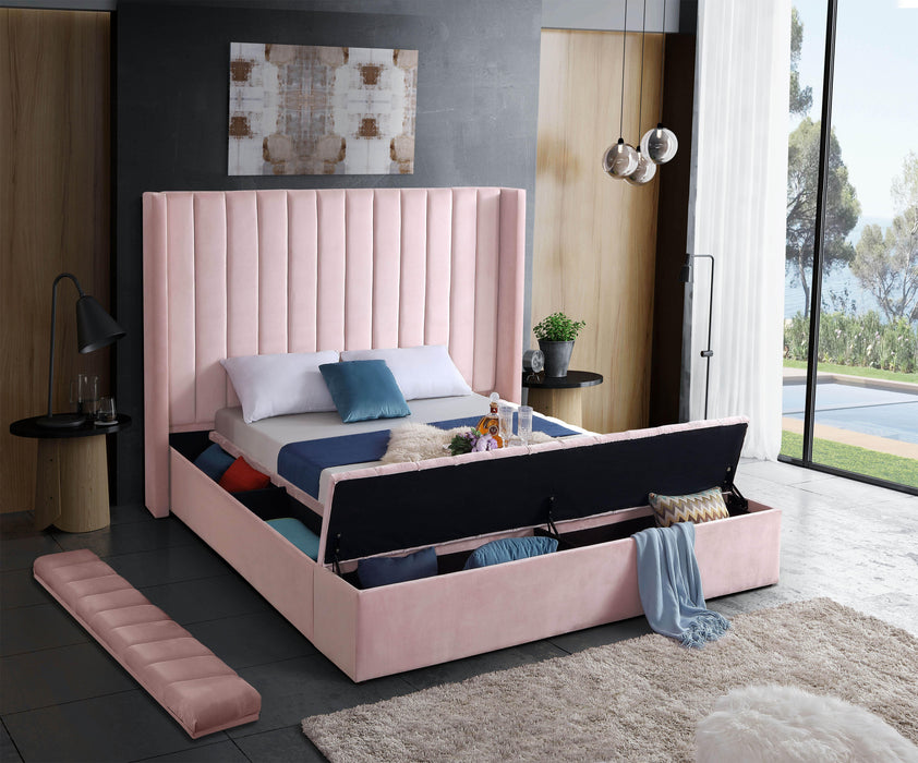 Kiki Pink Velvet Queen Bed (3 Boxes) - Furniture Stars (Chicago, IL)