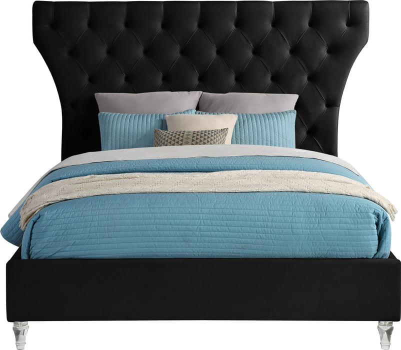 Kira Black Velvet Queen Bed - Furniture Stars (Chicago, IL)
