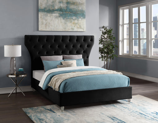 Kira Black Velvet Queen Bed - Furniture Stars (Chicago, IL)