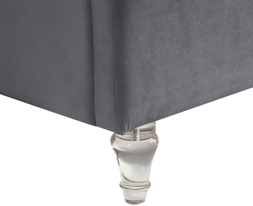 Kira Grey Velvet Queen Bed - Furniture Stars (Chicago, IL)