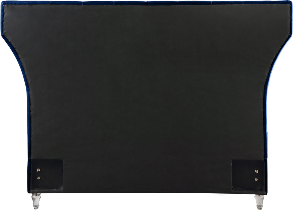 Kira Navy Velvet Queen Bed - Furniture Stars (Chicago, IL)