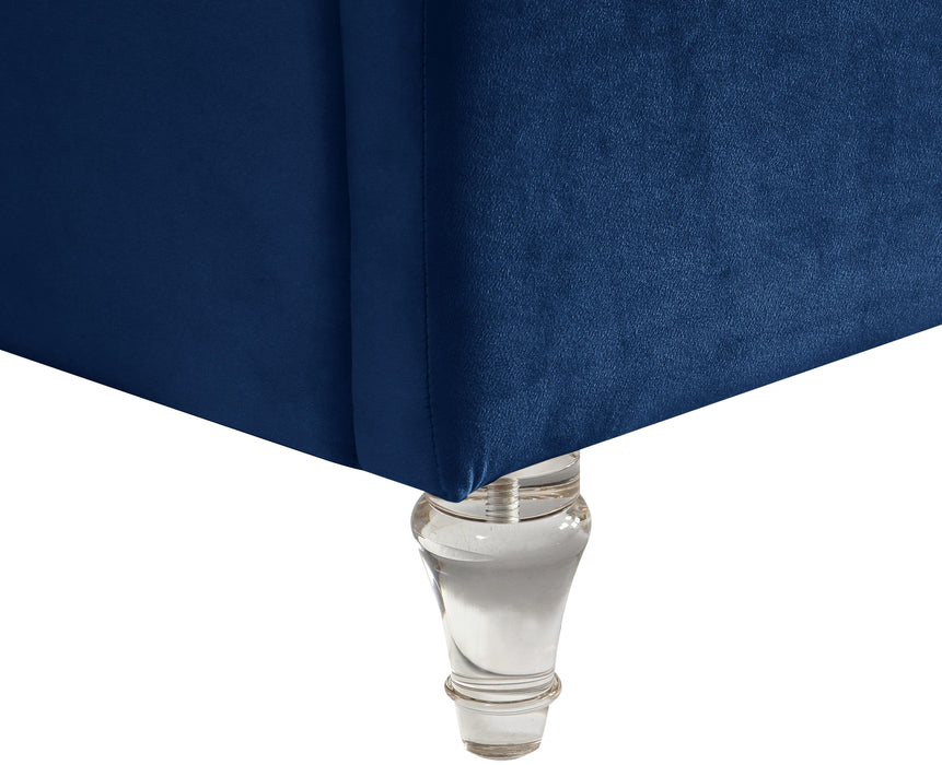 Kira Navy Velvet Queen Bed - Furniture Stars (Chicago, IL)