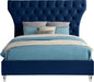 Kira Navy Velvet Queen Bed - Furniture Stars (Chicago, IL)