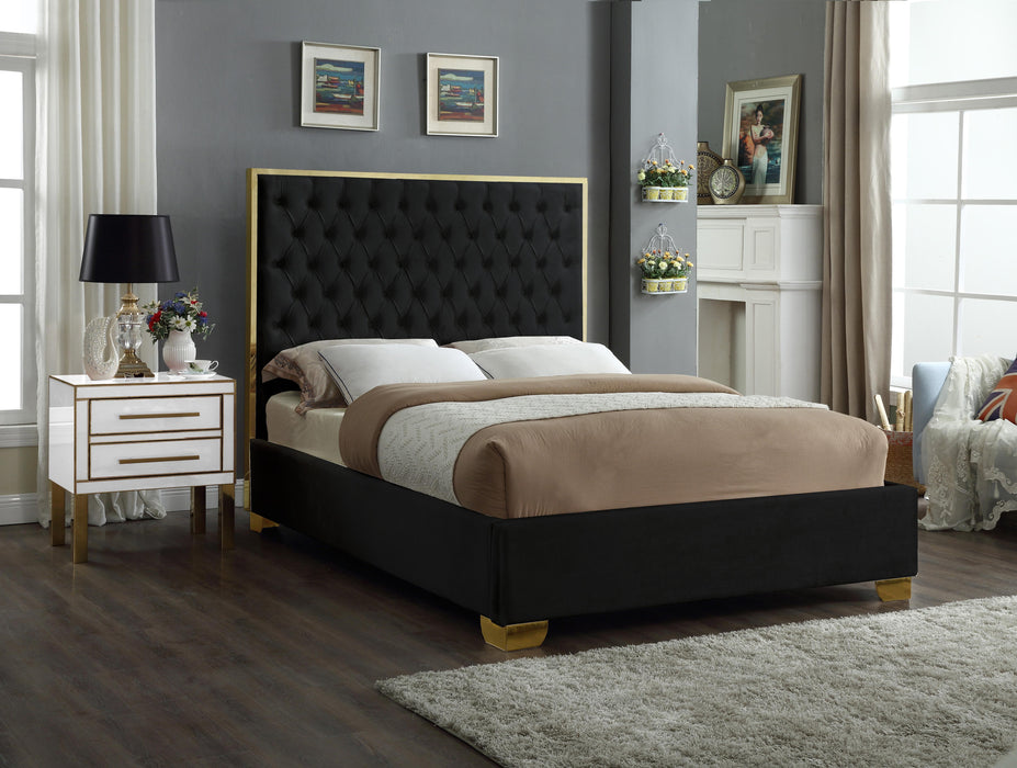 Lana Black Velvet Queen Bed - Furniture Stars (Chicago, IL)