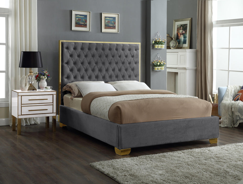 Lana Grey Velvet Queen Bed - Furniture Stars (Chicago, IL)