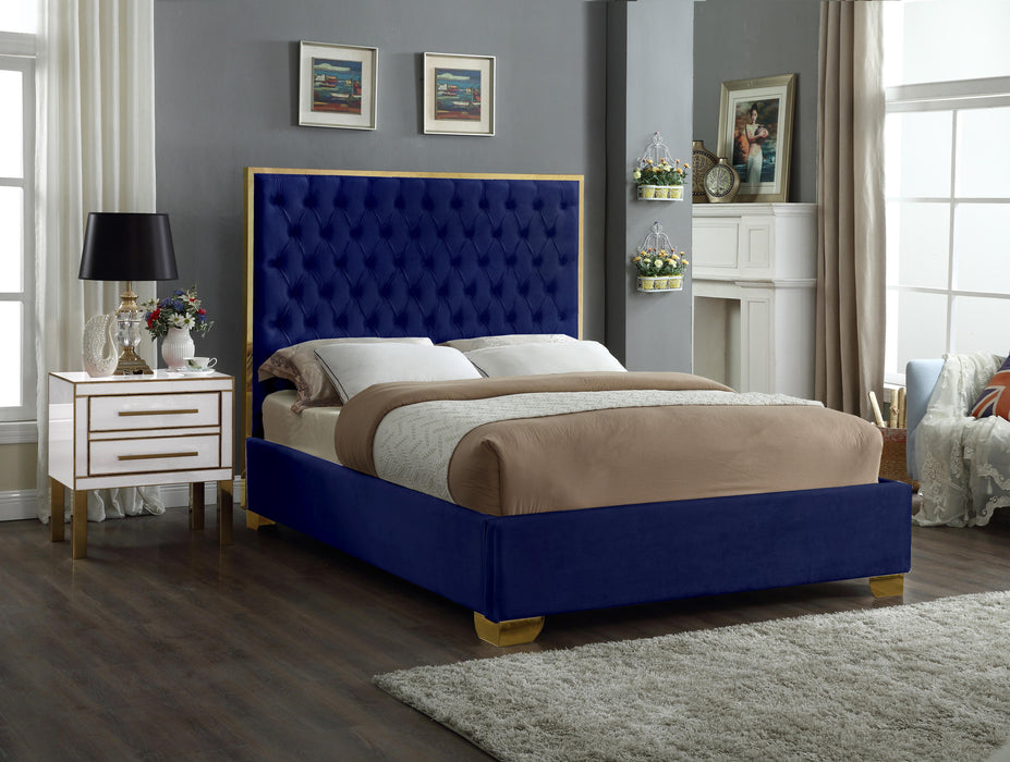 Lana Navy Velvet Queen Bed - Furniture Stars (Chicago, IL)