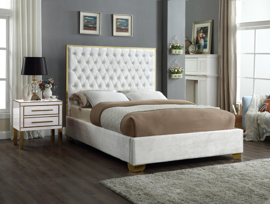 Lana White Velvet Queen Bed - Furniture Stars (Chicago, IL)