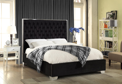 Lexi Black Velvet Queen Bed - Furniture Stars (Chicago, IL)