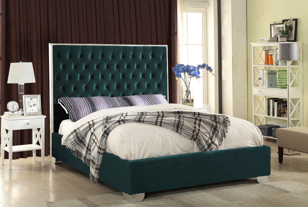 Lexi Green Velvet Queen Bed - Furniture Stars (Chicago, IL)