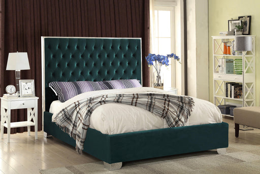 Lexi Green Velvet Queen Bed - Furniture Stars (Chicago, IL)