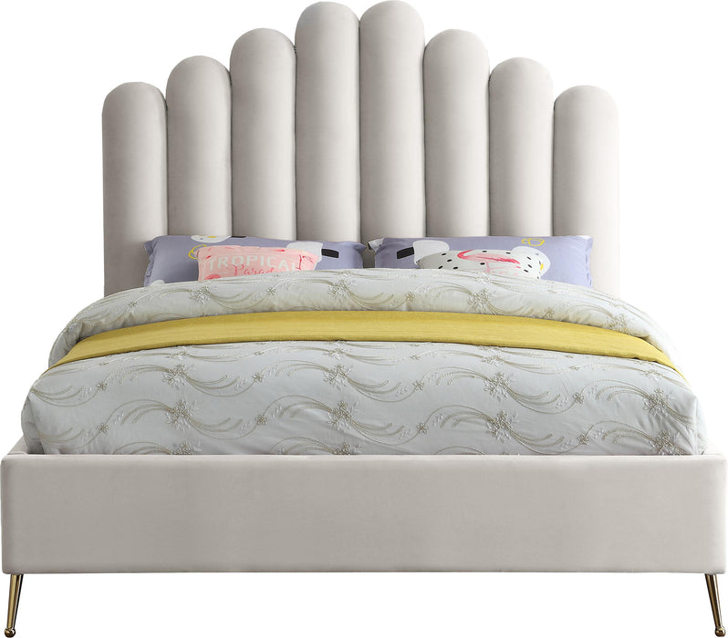 Lily Cream Velvet King Bed - Furniture Stars (Chicago, IL)