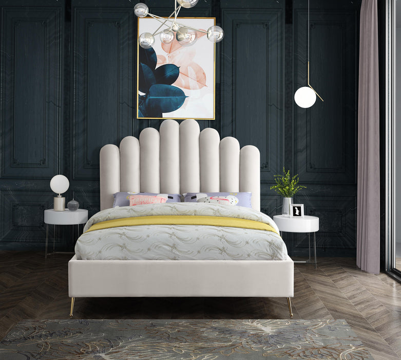 Lily Cream Velvet Queen Bed - Furniture Stars (Chicago, IL)