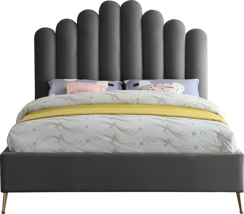 Lily Grey Velvet Queen Bed - Furniture Stars (Chicago, IL)