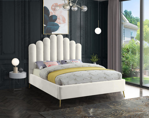 Lily Cream Velvet Queen Bed - Furniture Stars (Chicago, IL)