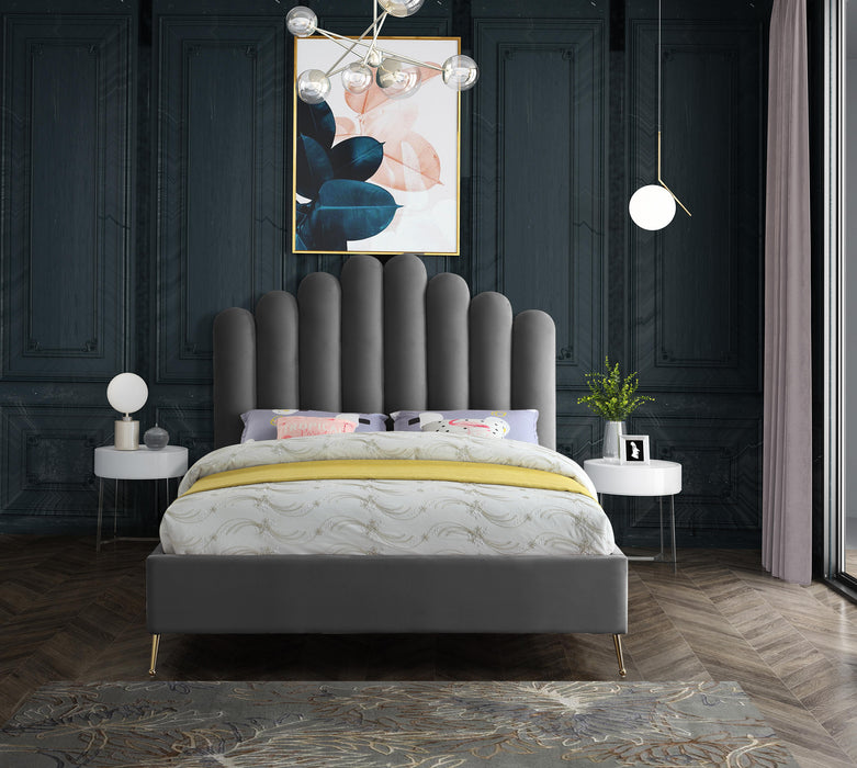Lily Grey Velvet Queen Bed - Furniture Stars (Chicago, IL)