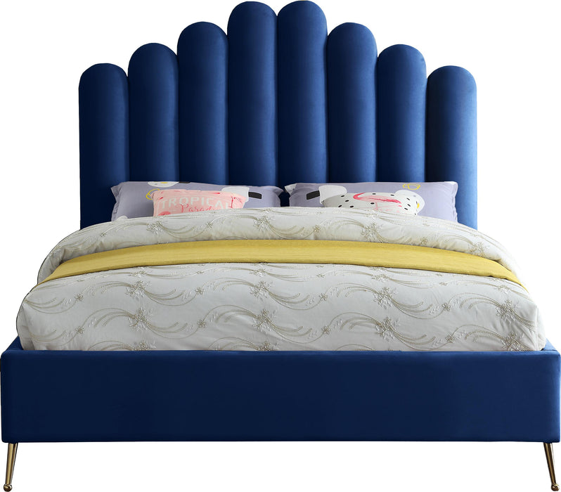Lily Navy Velvet King Bed - Furniture Stars (Chicago, IL)