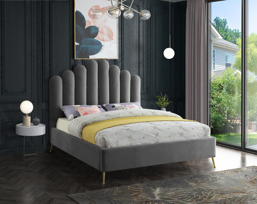 Lily Grey Velvet Queen Bed - Furniture Stars (Chicago, IL)