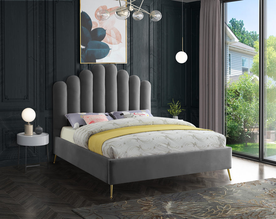 Lily Grey Velvet Queen Bed - Furniture Stars (Chicago, IL)