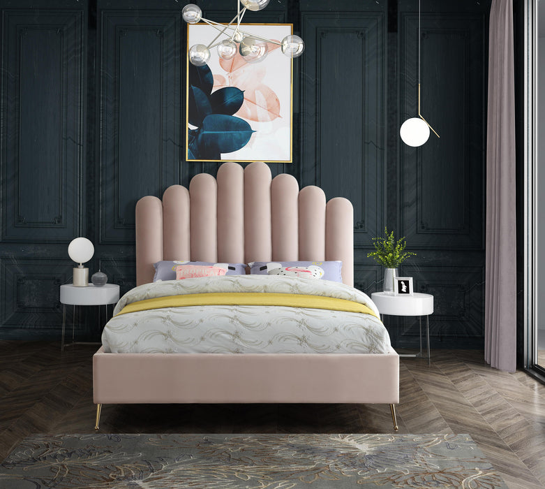 Lily Pink Velvet King Bed