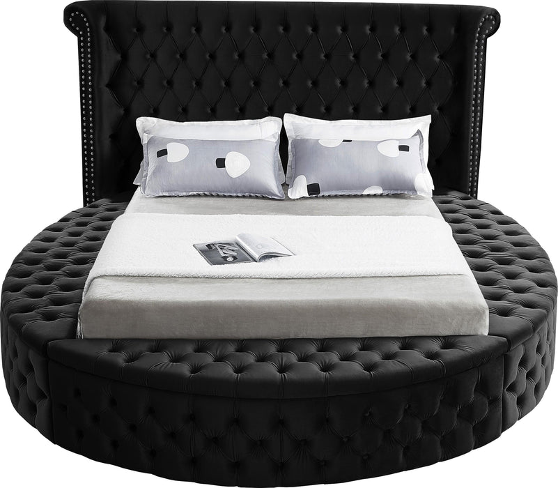 Luxus Black Velvet Queen Bed (3 Boxes) - Furniture Stars (Chicago, IL)