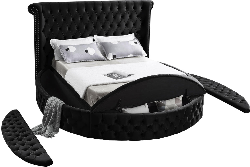 Luxus Black Velvet King Bed (3 Boxes) - Furniture Stars (Chicago, IL)
