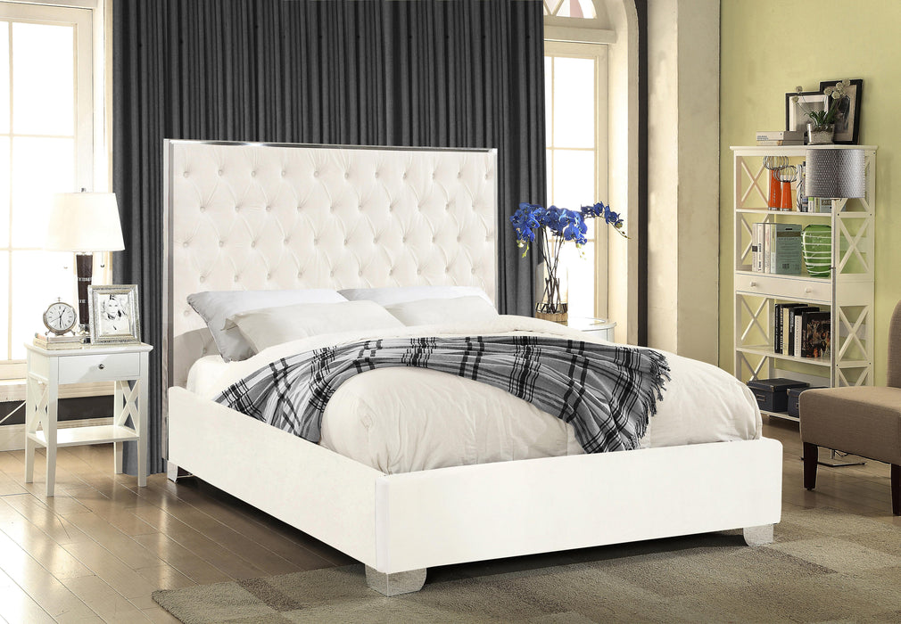 Lexi White Velvet Queen Bed - Furniture Stars (Chicago, IL)