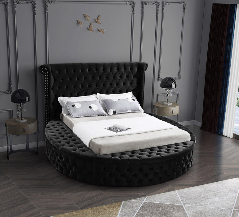 Luxus Black Velvet Queen Bed (3 Boxes) - Furniture Stars (Chicago, IL)