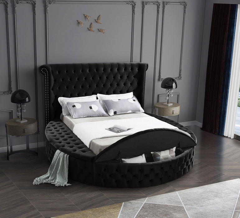 Luxus Black Velvet King Bed (3 Boxes) - Furniture Stars (Chicago, IL)