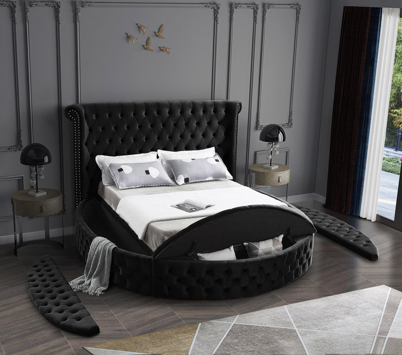 Luxus Black Velvet Queen Bed (3 Boxes) - Furniture Stars (Chicago, IL)