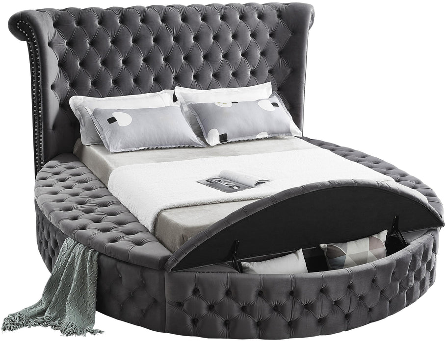 Luxus Grey Velvet Queen Bed (3 Boxes) - Furniture Stars (Chicago, IL)