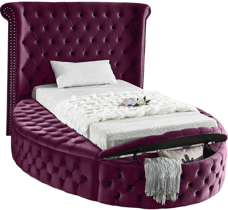 Luxus Purple Velvet Twin Bed