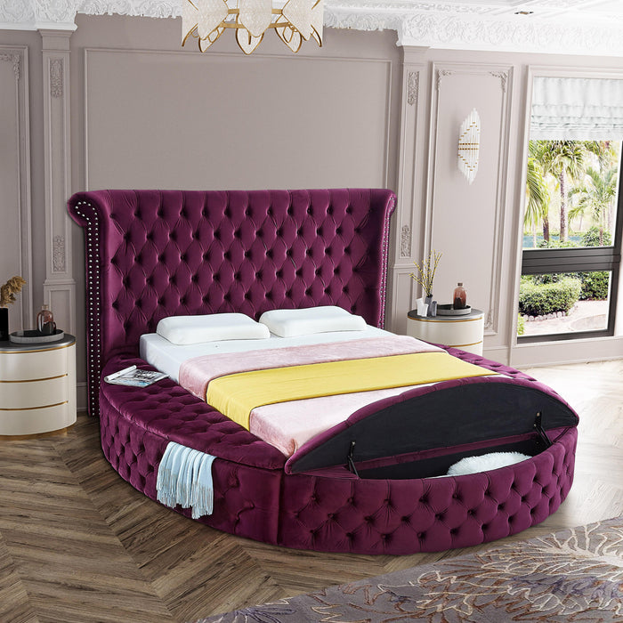 Luxus Purple Velvet Queen Bed - Furniture Stars (Chicago, IL)