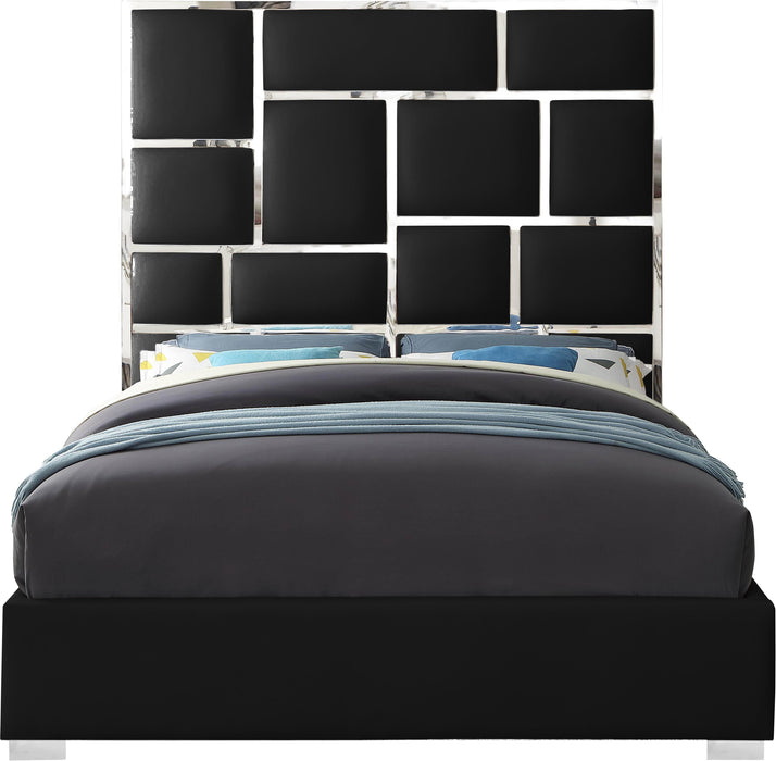 Milan Black Faux Leather Queen Bed - Furniture Stars (Chicago, IL)