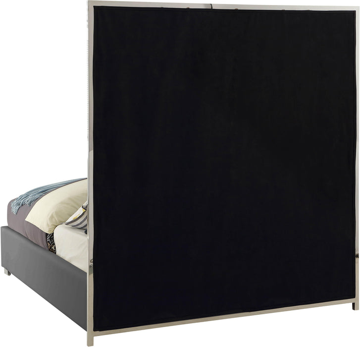 Milan Grey Faux Leather Queen Bed - Furniture Stars (Chicago, IL)