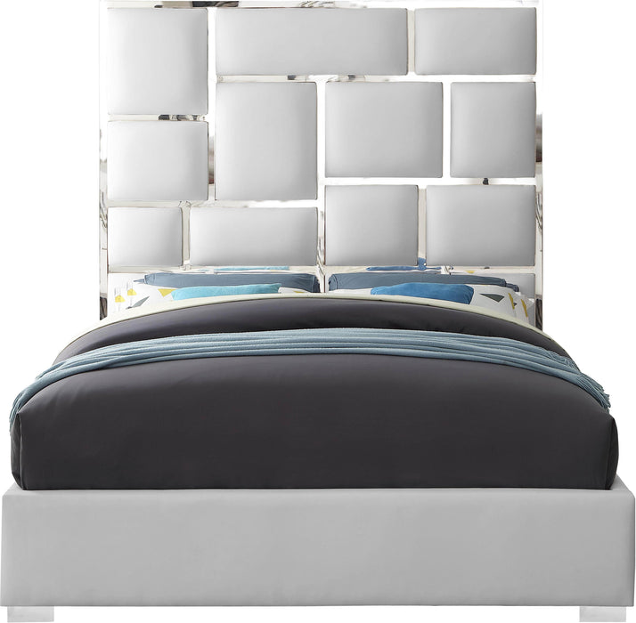 Milan White Faux Leather Queen Bed - Furniture Stars (Chicago, IL)