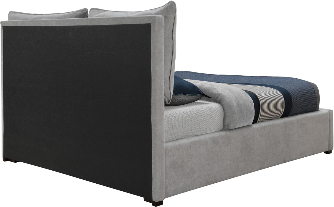 Misha Light Grey Polyester Fabric King Bed (3 Boxes) - Furniture Stars (Chicago, IL)