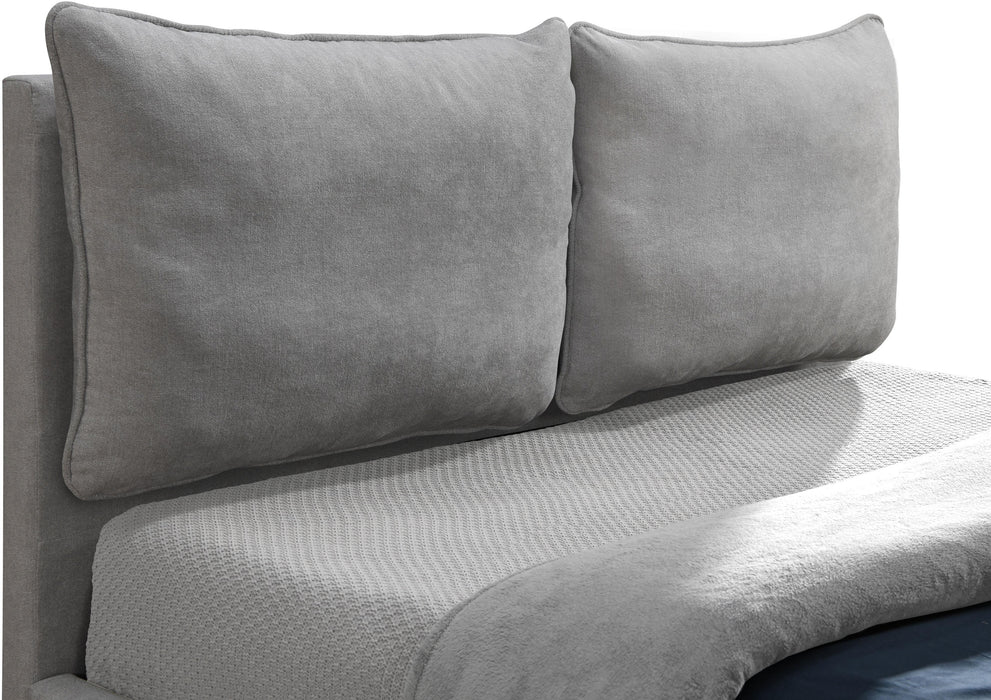 Misha Light Grey Polyester Fabric King Bed (3 Boxes) - Furniture Stars (Chicago, IL)