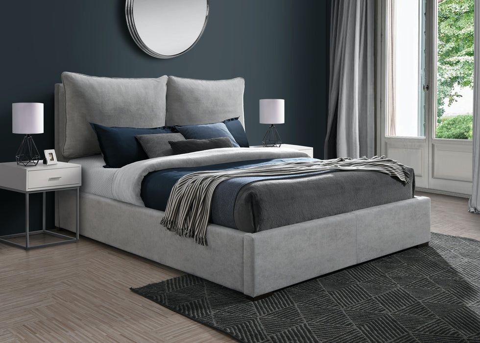 Misha Light Grey Polyester Fabric King Bed (3 Boxes) - Furniture Stars (Chicago, IL)