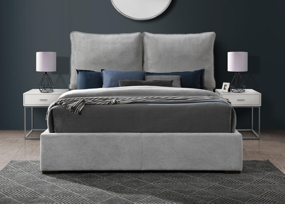 Misha Light Grey Polyester Fabric King Bed (3 Boxes) - Furniture Stars (Chicago, IL)