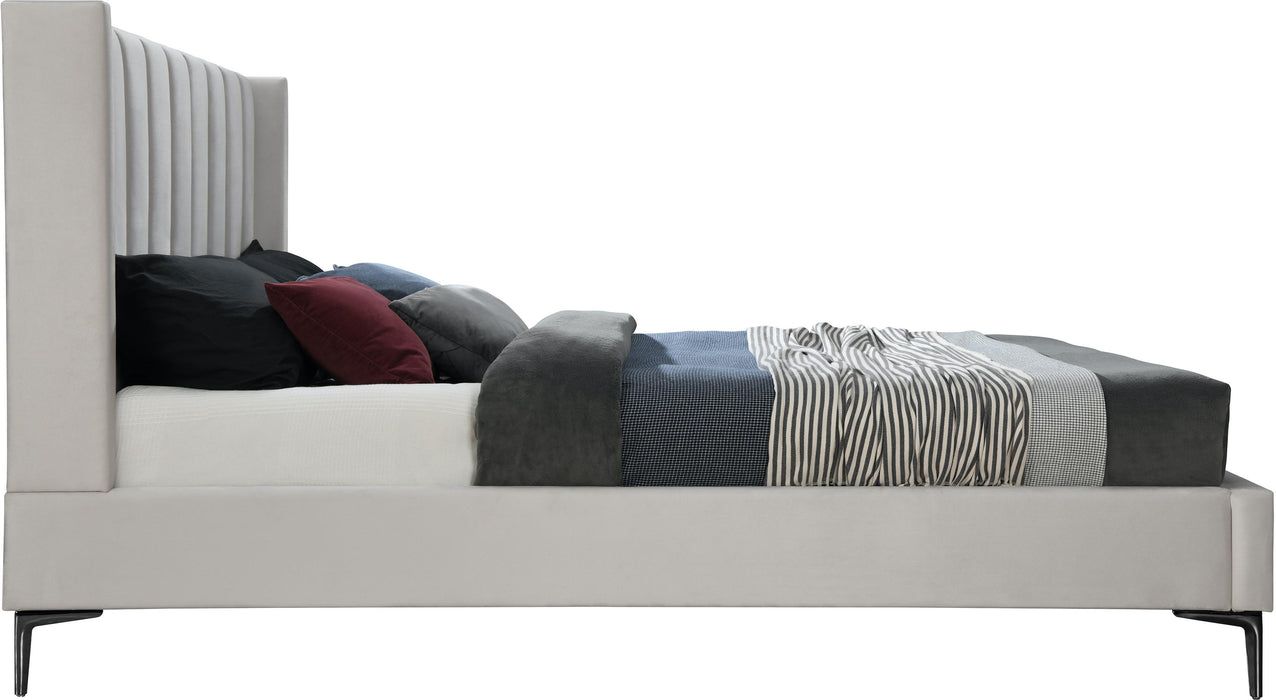 Nadia Cream Velvet Queen Bed - Furniture Stars (Chicago, IL)
