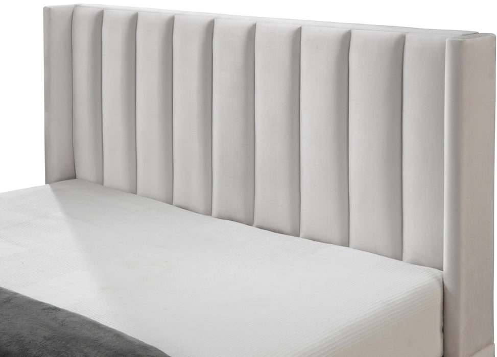 Nadia Cream Velvet Queen Bed - Furniture Stars (Chicago, IL)