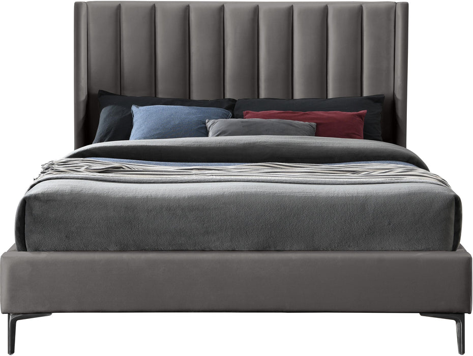 Nadia Grey Velvet Queen Bed - Furniture Stars (Chicago, IL)